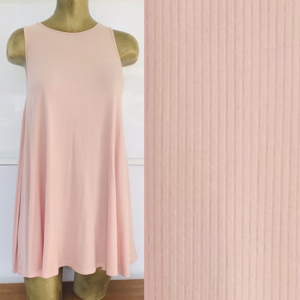 CHAMPAGNE Stretch Ribbed Knit SWING DRESS Medium - Picture 6 of 9